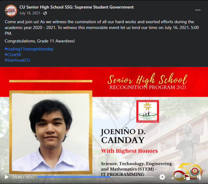 CU G11 Highest Honor