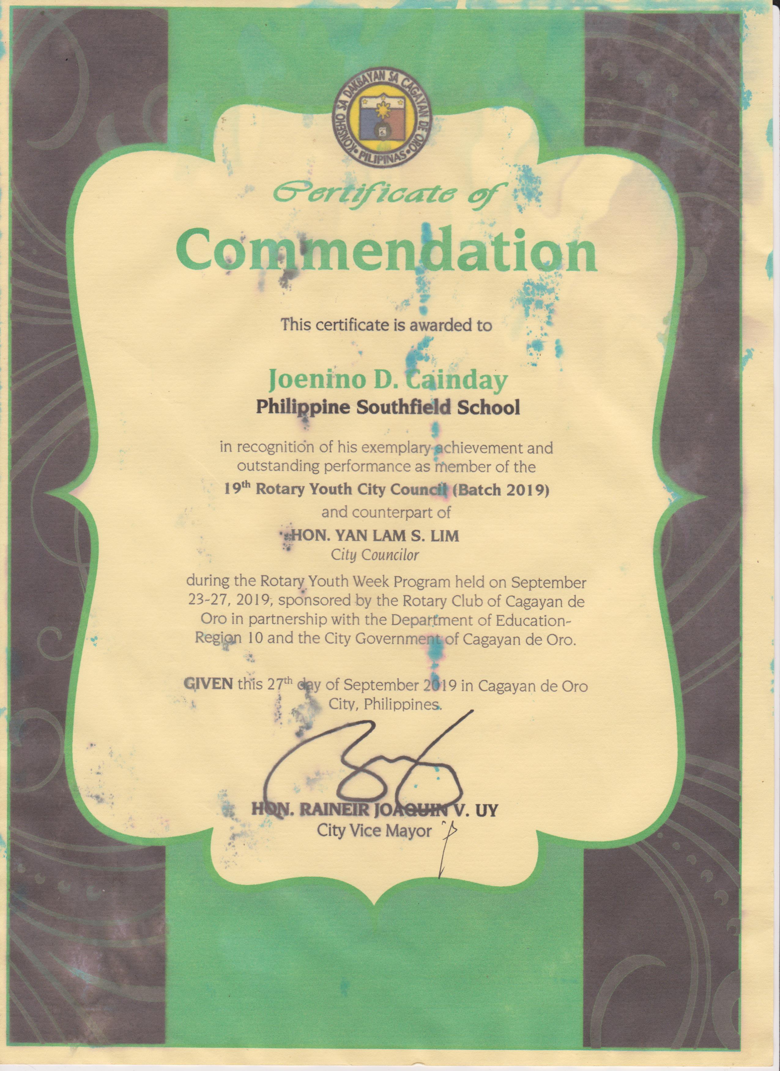 Rotary Youth Commendation